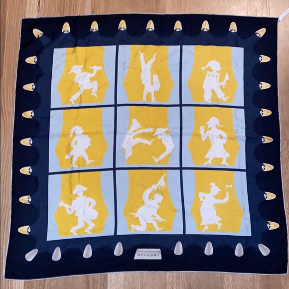 ๐ฎ๐น BVLGARI VINTAGE Italian Luxury Silk Scarf BULGARI x Davide Pizzigoni Shawl - Picture 1 of 14
